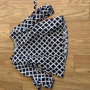 Crown & Ivy kids pink white and navy boho peasant blouse girls size XL LIKE NEW